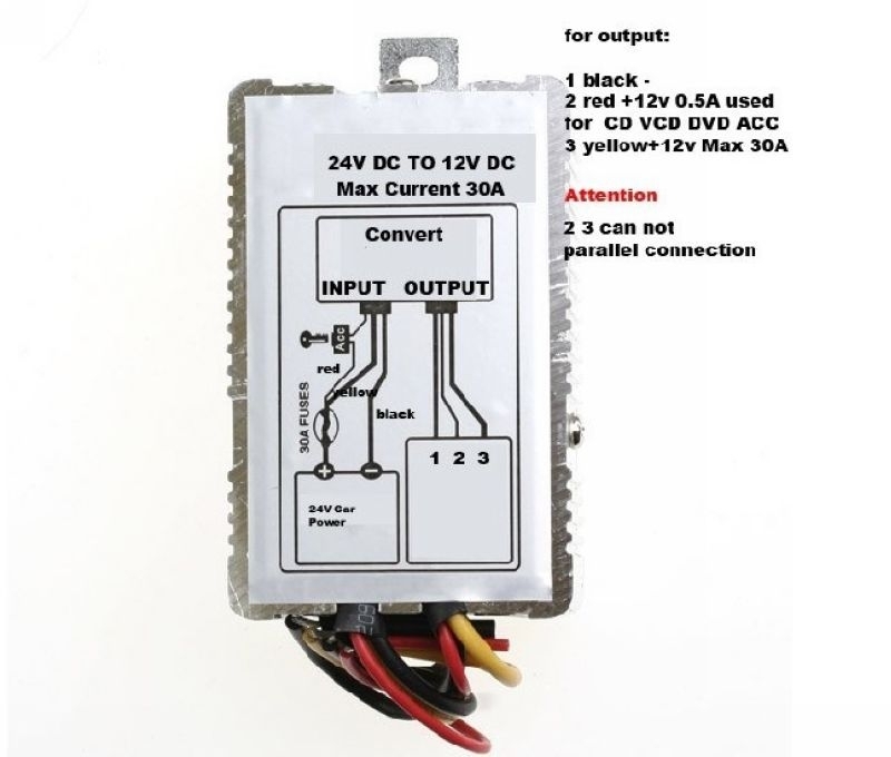 24 volt to 12 volt DC converter.